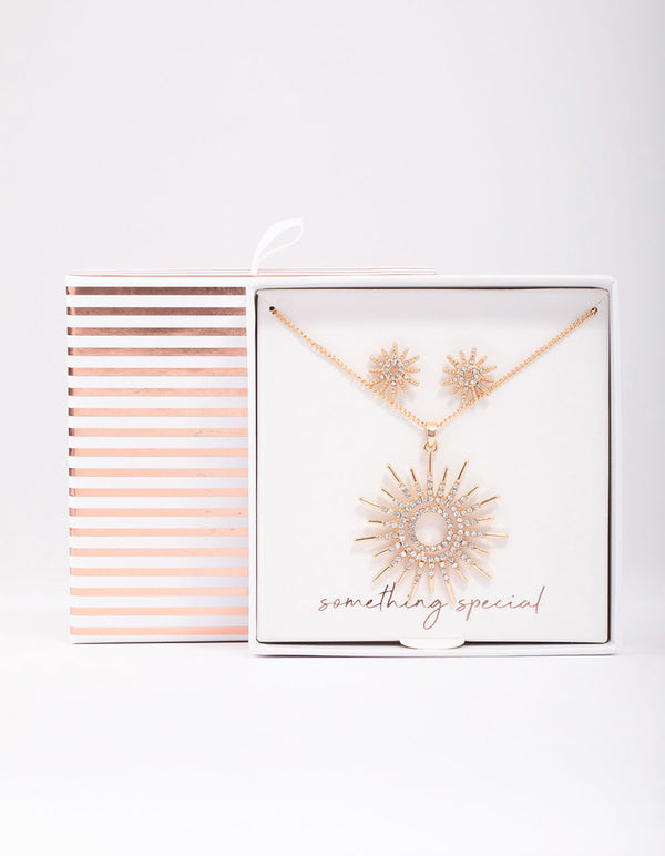 Gold Statement Diamante Jewellery Set