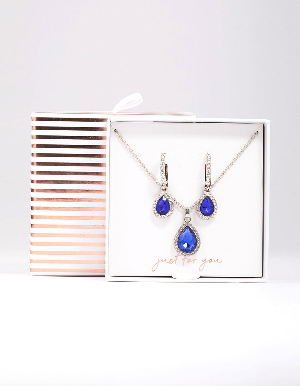 Rhodium Oval Halo Jewellery Set
