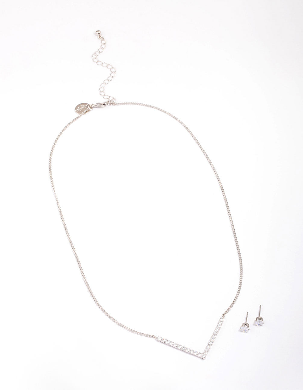 Silver Cubic Zirconia V-Shaped Jewellery Set