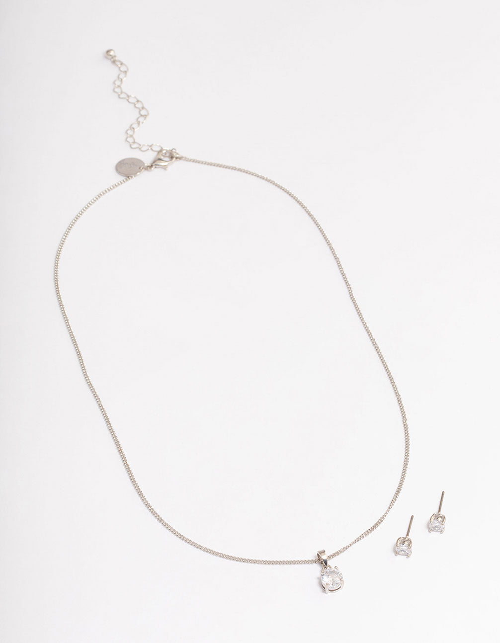 Silver Cubic Zirconia Solitaire Jewellery Set