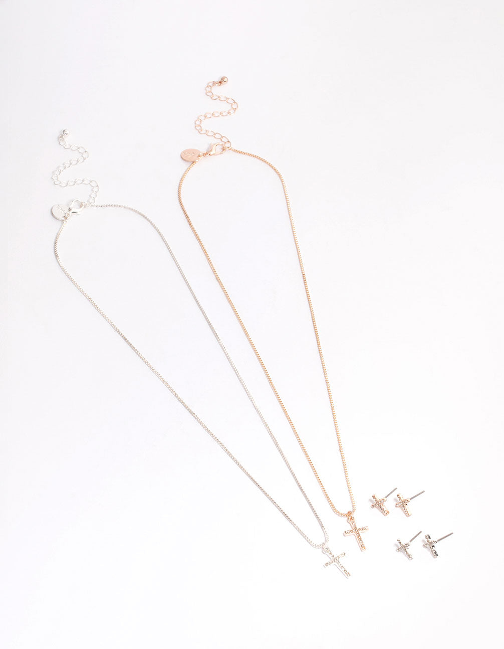 Mixed Metal Diamante Cross Jewellery Set Pack