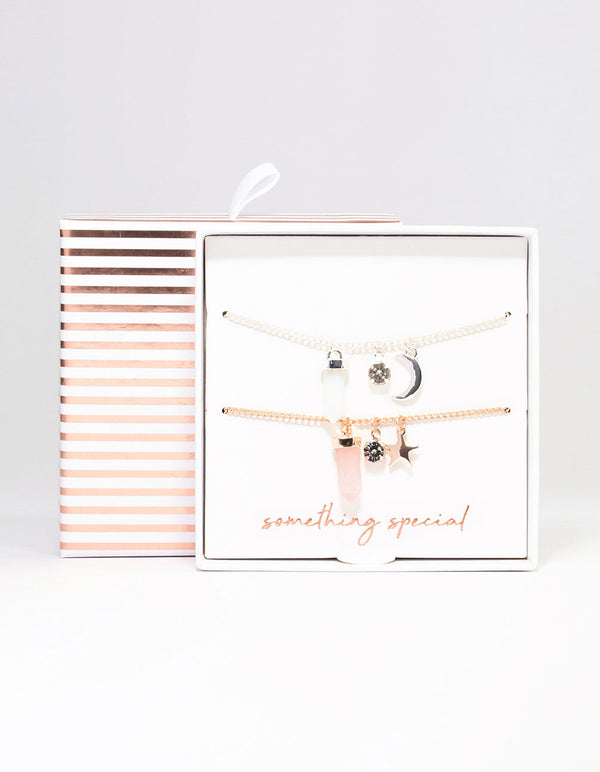 Mixed Metal Semi-Precious Shard Bracelet Pack