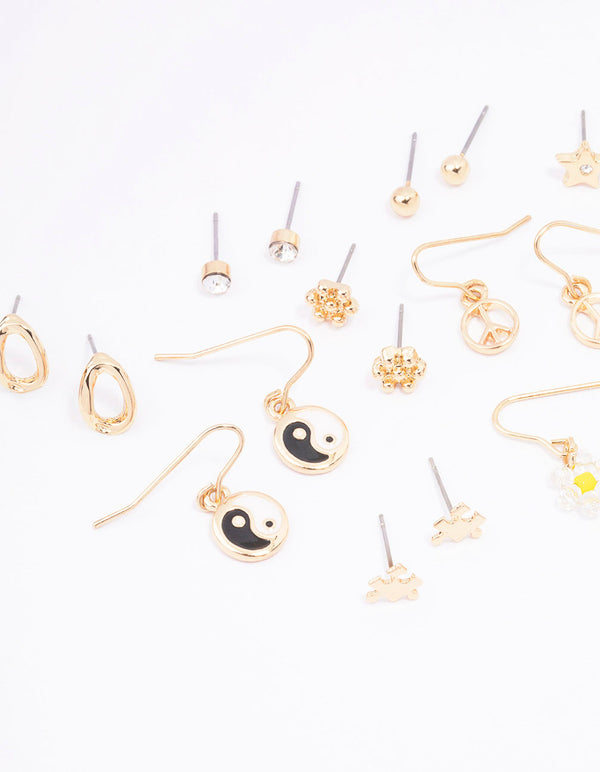 Gold Puzzle Star Earring 12-Pack