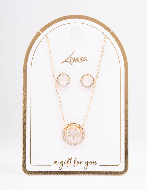 Gold Double Open Circle Jewelley Set