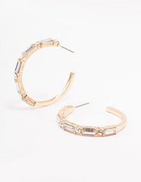 Gold Baguette Medium Hoop Earrings - link has visual effect only