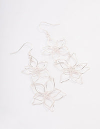 Silver Double Wire Flower Drop Earrings - link has visual effect only