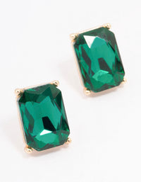 Green Rectangle Stone Stud Earrings - link has visual effect only