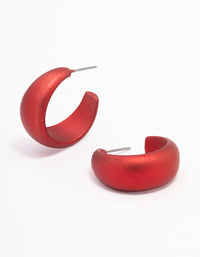 Red Pearlised Teardrop Huggie Earrings - link has visual effect only