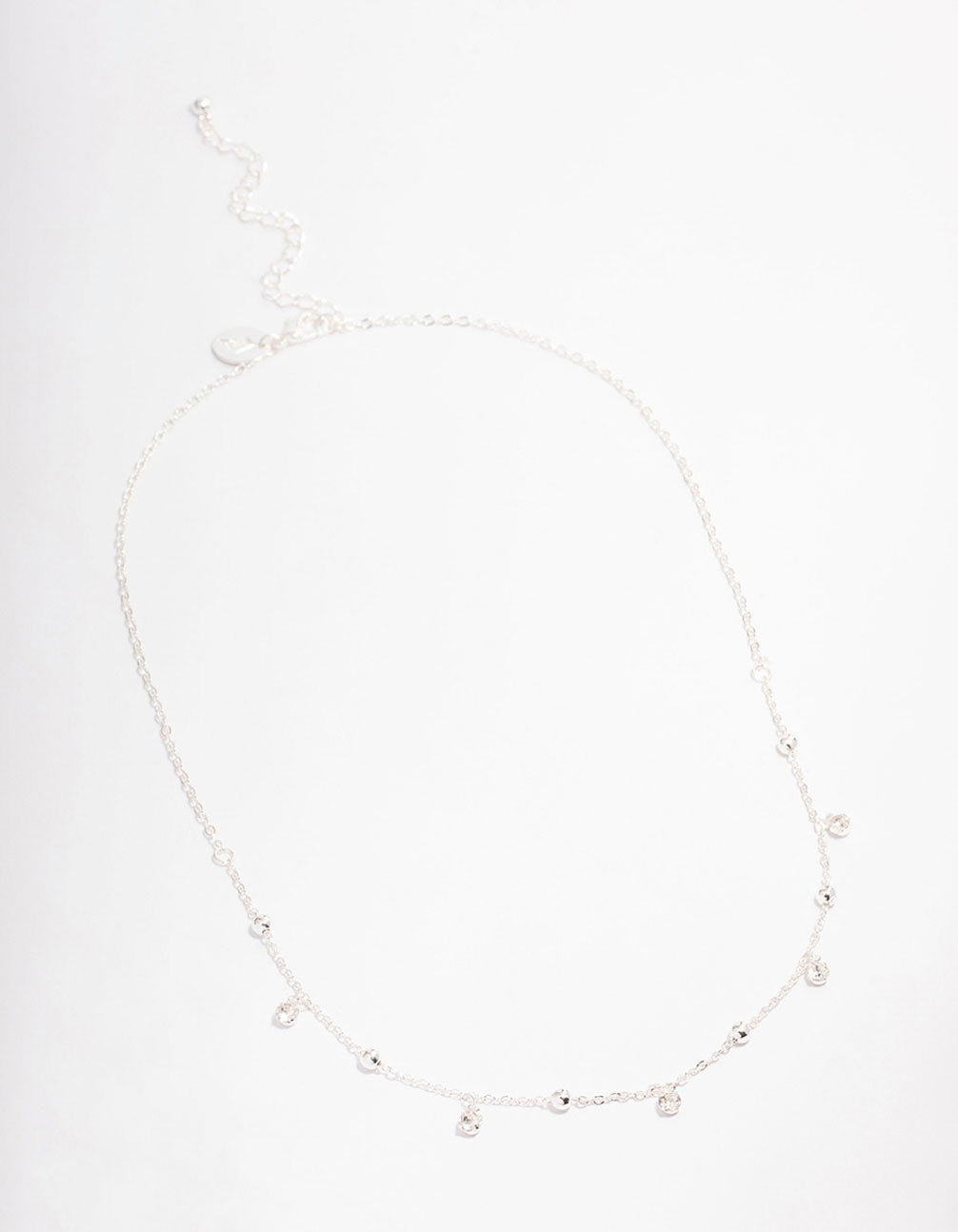 Silver Diamante Droplet Station Necklace