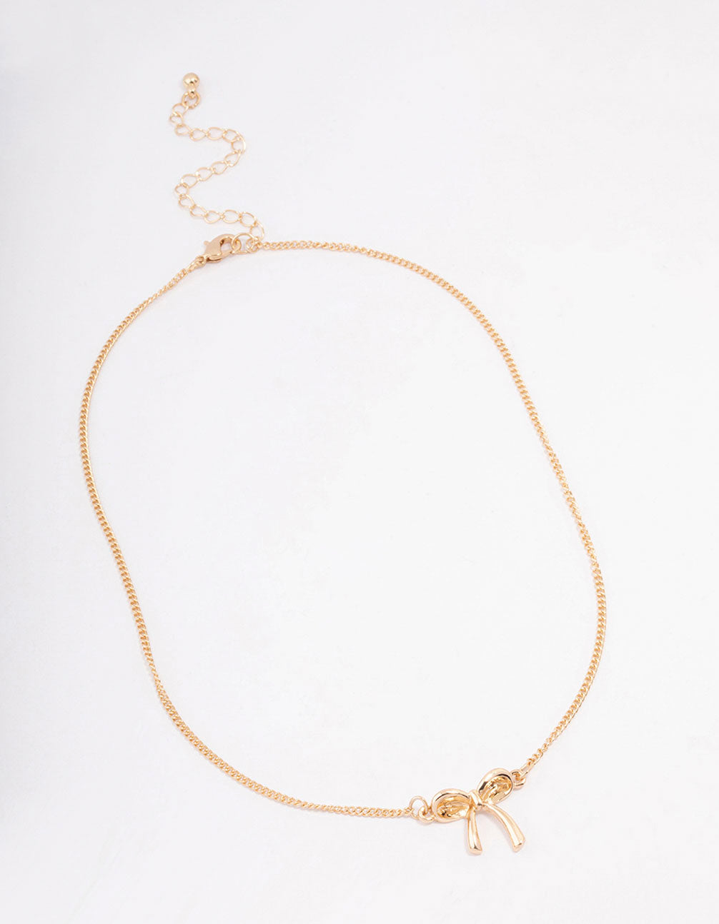 Gold Plain Bow Necklace