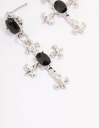 Silver Ornate Cross Drop Earrings - link has visual effect only
