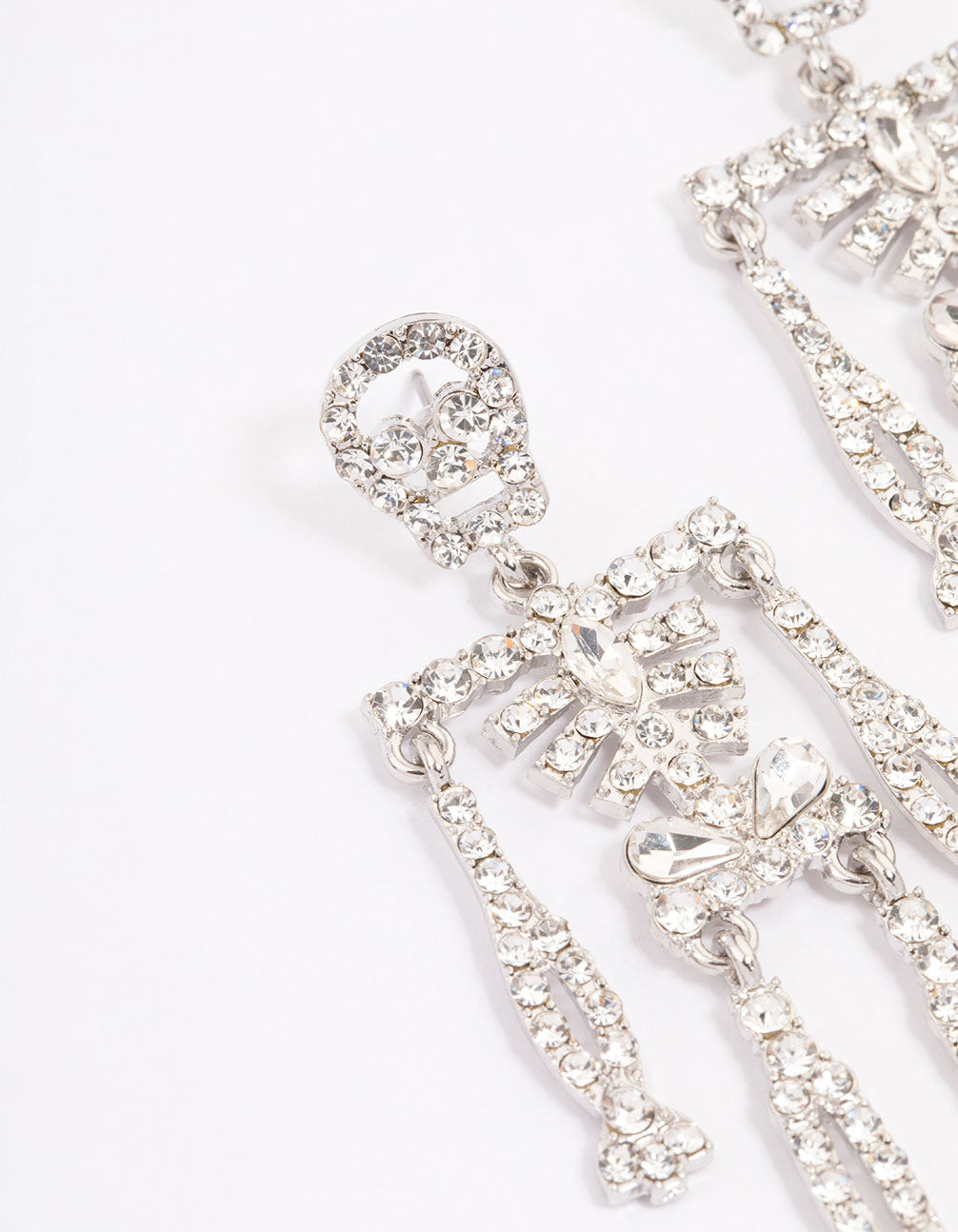 Silver Glamorous Skeleton Drop Earrings