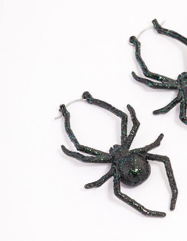 Black Spider Hoop Earrings