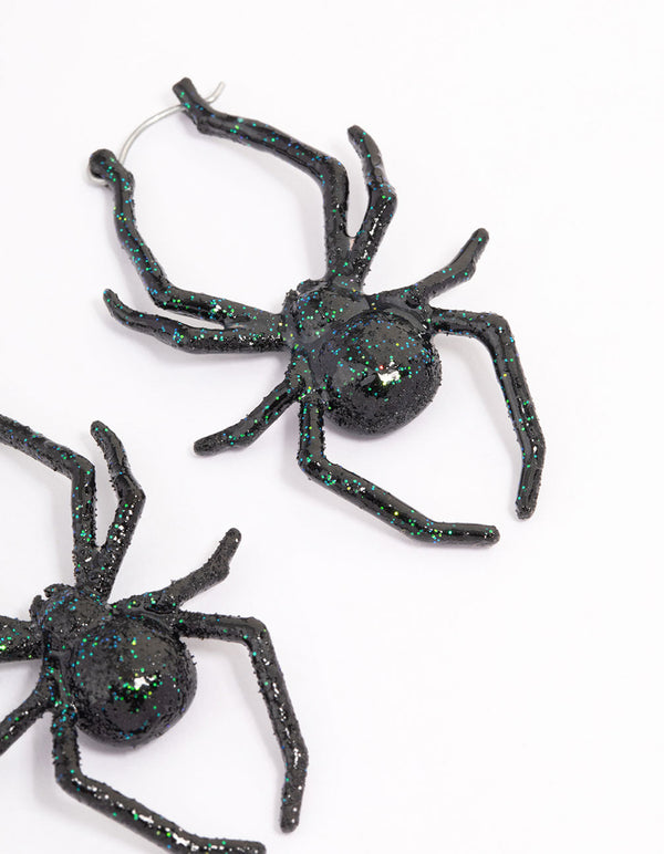 Black Spider Hoop Earrings