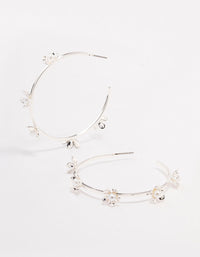 Silver Delicate Flower Hoop Earrings - link has visual effect only