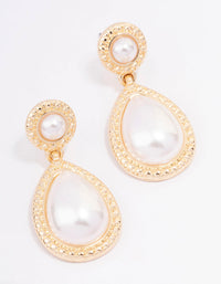 Gold Pear & Round Drop Earrings - link has visual effect only