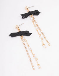 Black Bow Ball Chain Drop Earrings - link has visual effect only