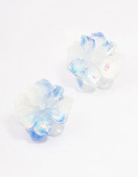 Blue Holographic Flower Stud Earrings - link has visual effect only