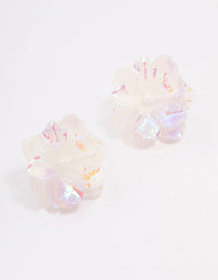 Blush Holographic Flower Stud Earrings - link has visual effect only