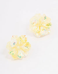 Yellow Holographic Flower Stud Earrings - link has visual effect only