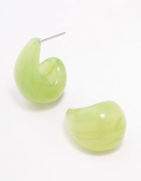 Green Tortoiseshell Droplet Huggie Earrings - link has visual effect only
