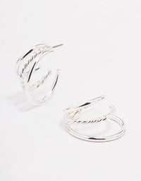 Silver Plain & Twisted Illusion Hoop Earrings - link has visual effect only