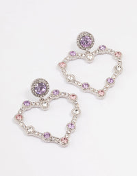 Silver Diamante Heart Drop Earrings - link has visual effect only