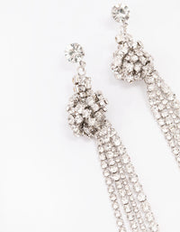 Silver Diamante Knotted Cup Chain Drop Earrings - link has visual effect only