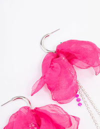 Silver & Pink Flower Cup Chain Drop Earrings - link has visual effect only