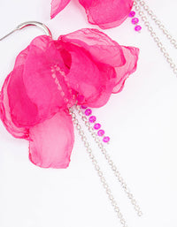Silver & Pink Flower Cup Chain Drop Earrings - link has visual effect only