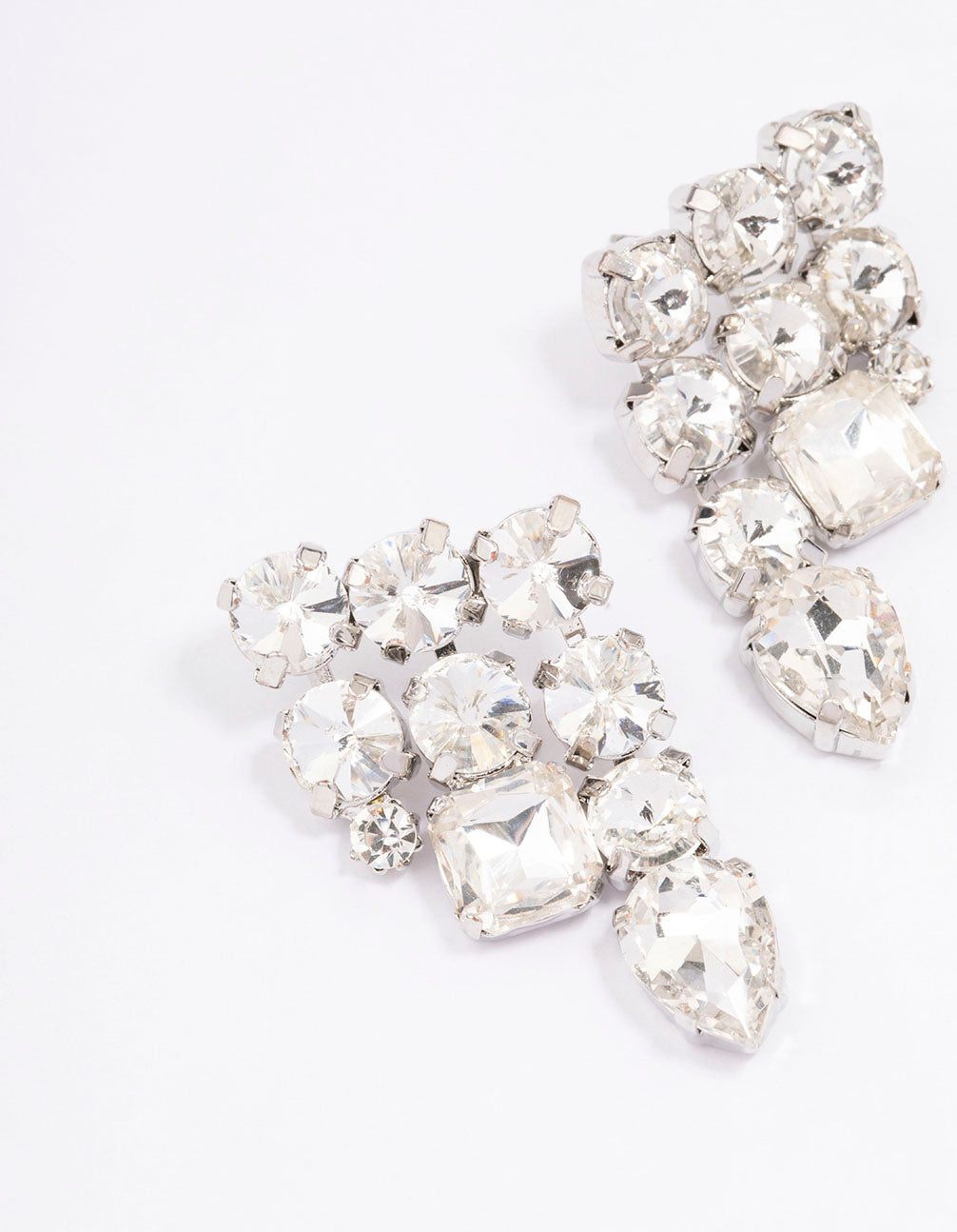 Silver Triple Row Chunky Stud Earrings