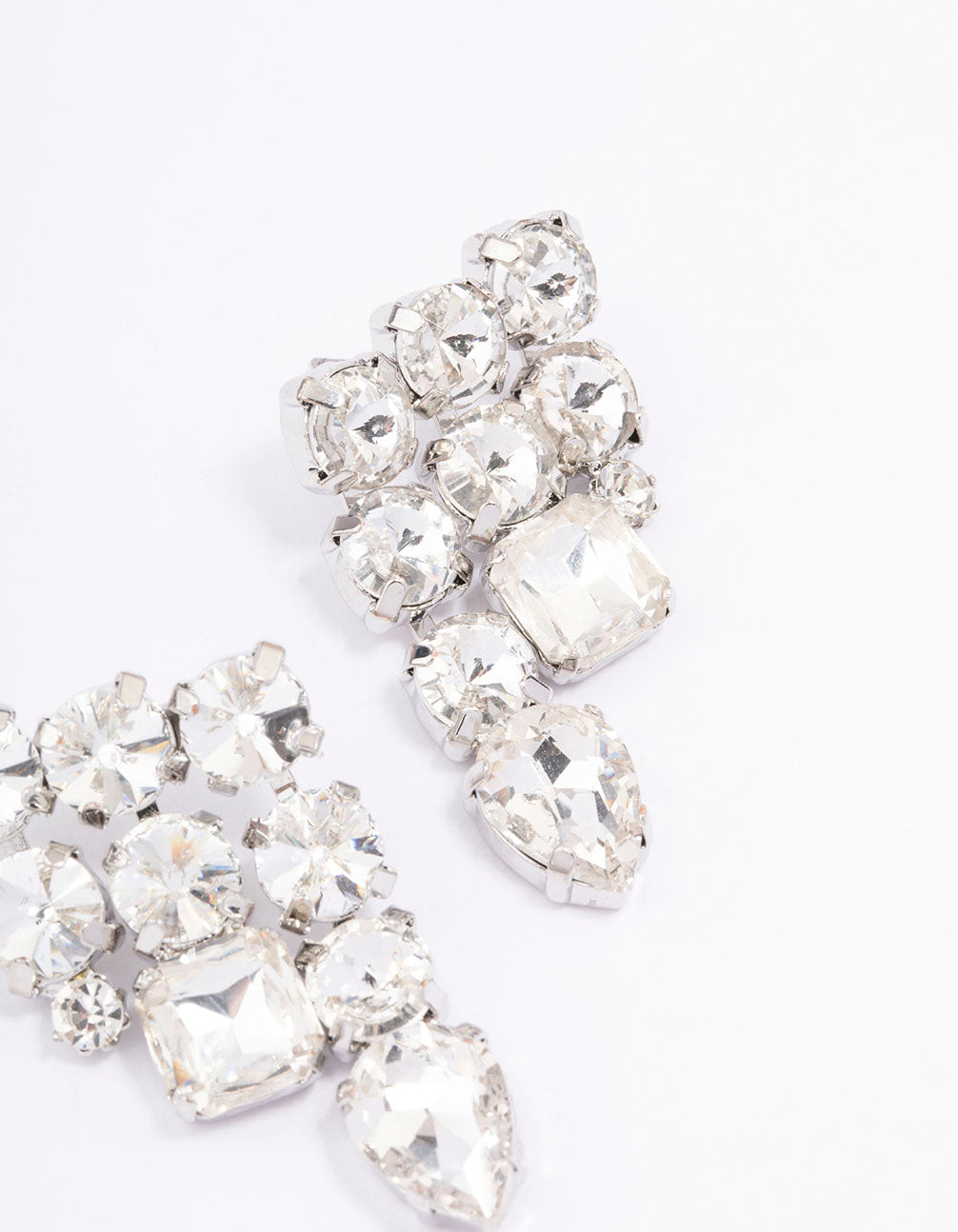 Silver Triple Row Chunky Stud Earrings