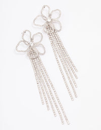 Silver Diamante Flower  Cup Chain Drop Earrings - link has visual effect only