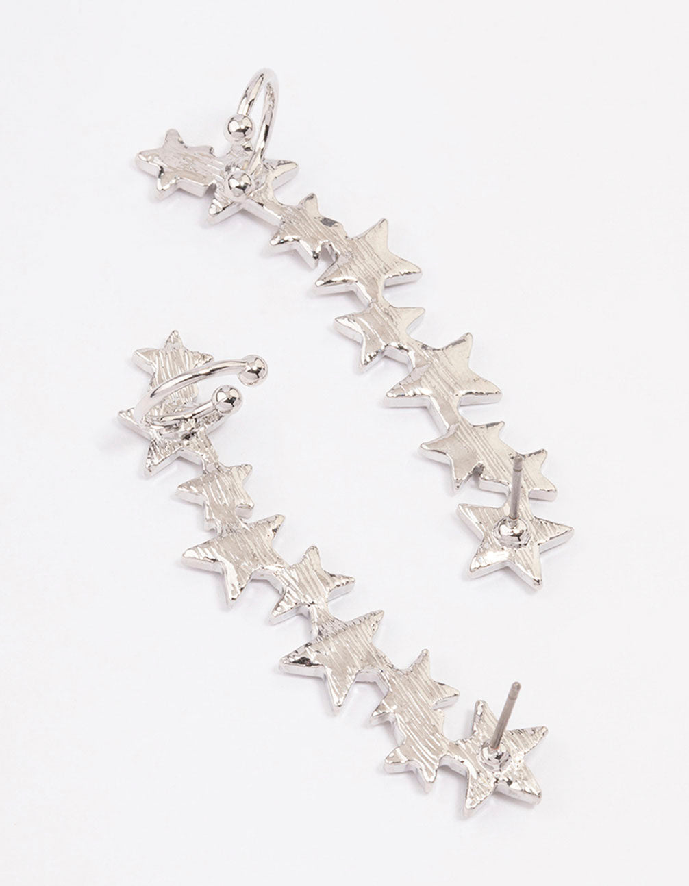 Silver Multi Star Graduating Climber Stud Earrings