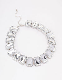 Silver Chunky Diamante Statement Necklace - link has visual effect only