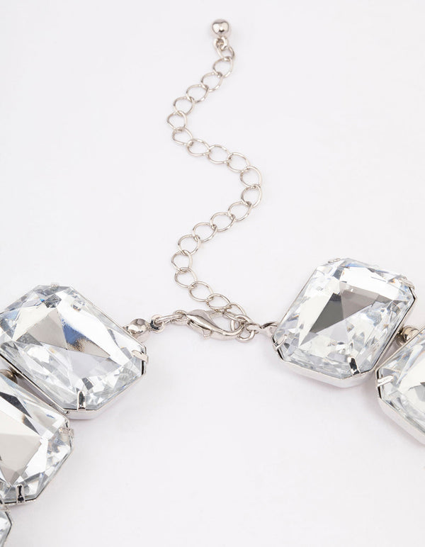 Silver Chunky Diamante Statement Necklace