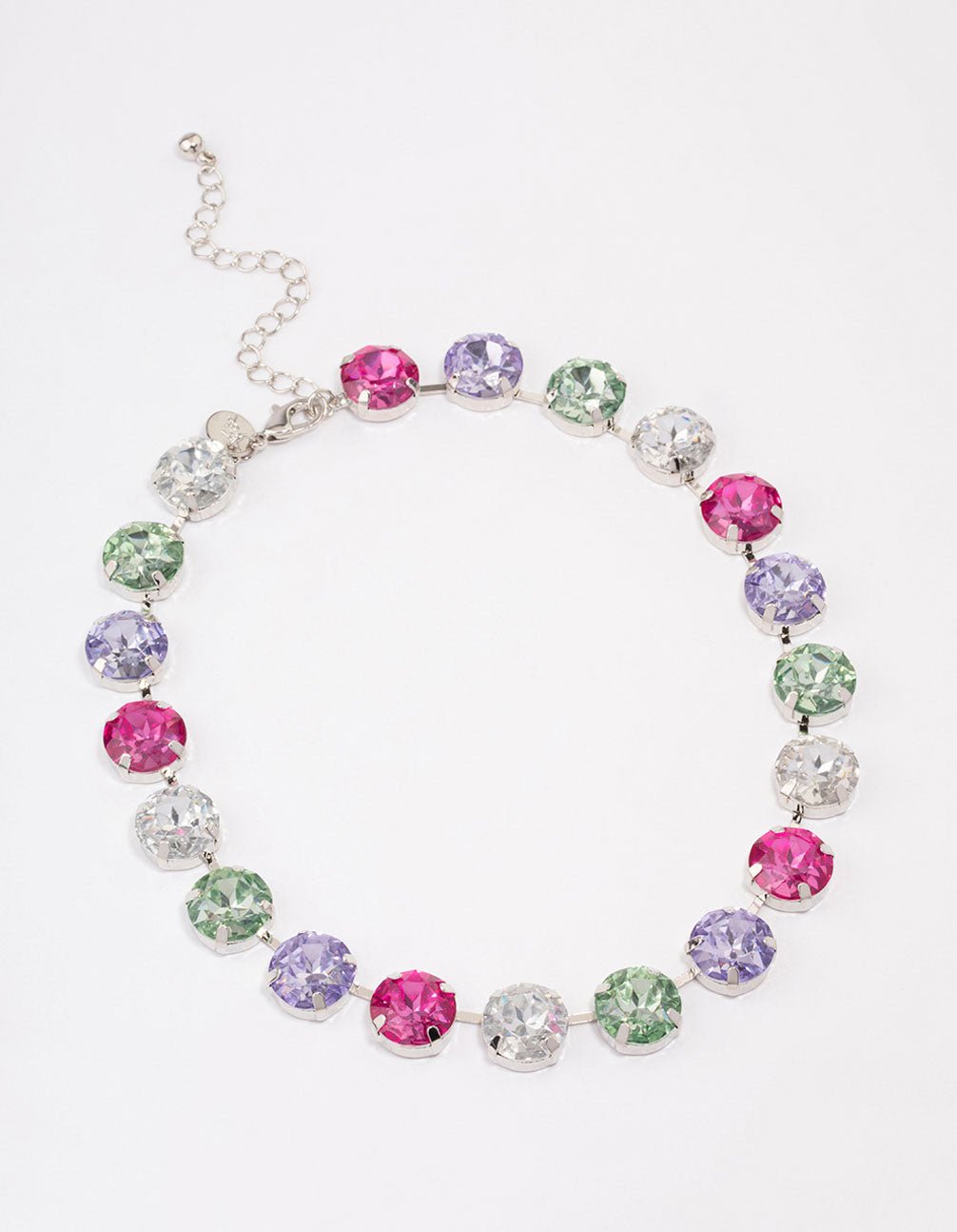 Silver Chunky Circle Diamante Necklace