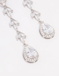 Silver Leaf Halo Pear Drop Earrings - link has visual effect only