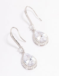 Silver Cubic Zirconia Pear Diamante Hook Drop Earrings - link has visual effect only