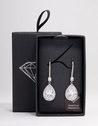 Silver Cubic Zirconia Pear Diamante Hook Drop Earrings - link has visual effect only