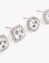 Silver Oval & Square Halo Earring Pack - link has visual effect only