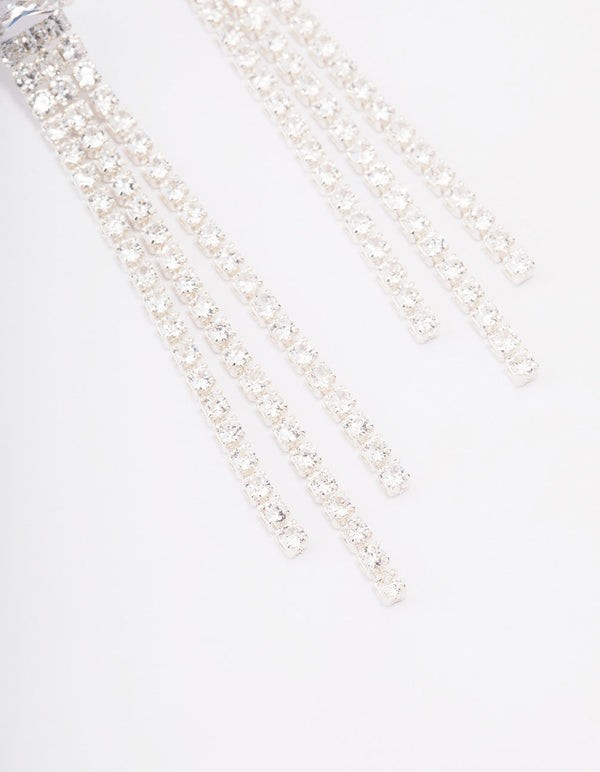 Silver Plated Brass  Dazzle Drop Earrings