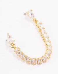 Gold Plated Double Cubic Zirconia Chain Stud Earrings - link has visual effect only