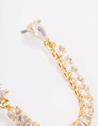 Gold Plated Double Cubic Zirconia Chain Stud Earrings - link has visual effect only