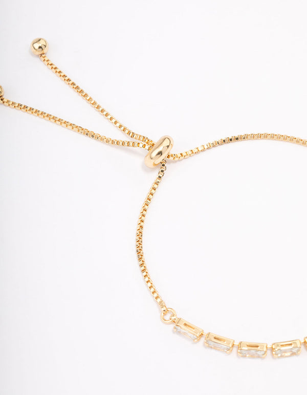 Gold Plated Brass Cubic Zirconia Baguette Bracelet