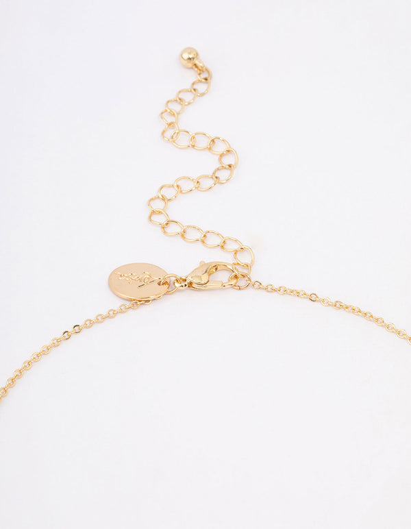 Gold Plated Cubic Zirconia Baguette Cross Short Necklace