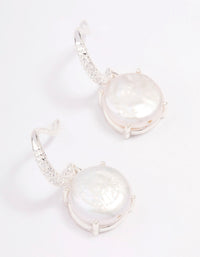 Silver Plated Cubic Zirconia & Freshwater Pearl Hook Drop Earrings - link has visual effect only