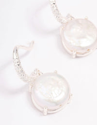 Silver Plated Cubic Zirconia & Freshwater Pearl Hook Drop Earrings - link has visual effect only