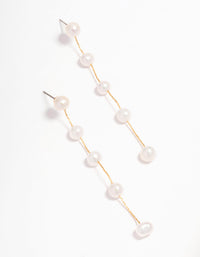 Gold Plated Freshwater Pearl Long Drop Earrings - link has visual effect only