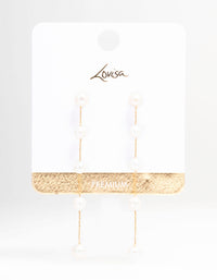 Gold Plated Freshwater Pearl Long Drop Earrings - link has visual effect only
